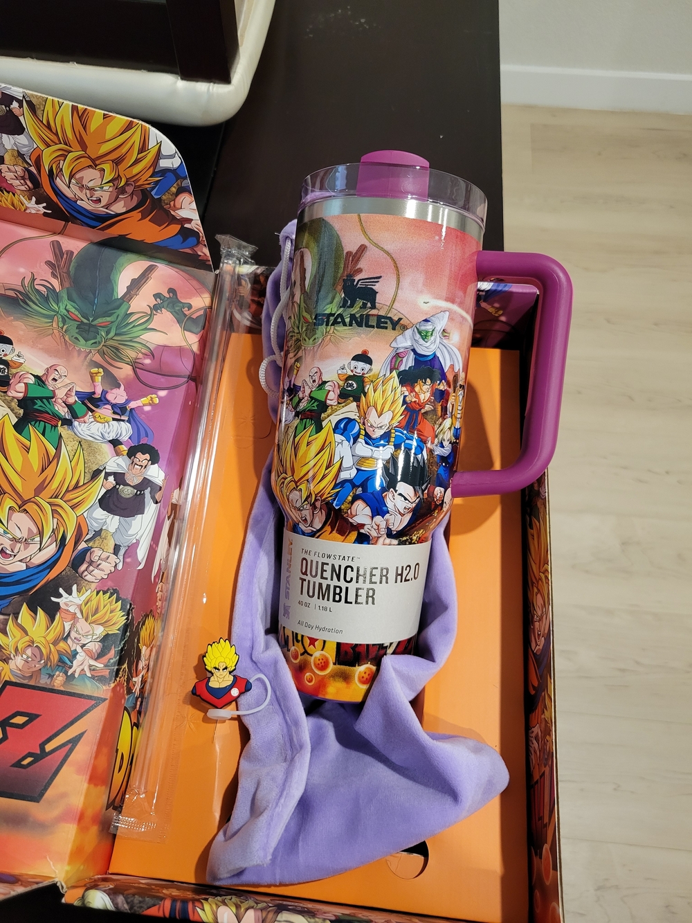 Stanley Quencher Tumbler - Purple Handle with Multicolor Anime Wrap